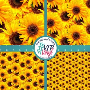 Sunflower patterned craft vinyl sheet, heat transfer vinyl, Adhesive Vinyl, floral HTV, flower pattern, printed vinyl Sheets  168