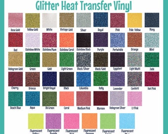 Glitter HTV Vinyl, Glitter Heat Transfer Vinyl by the sheet, Iron On Glitter Heat Transfer Vinyl, 12" x 12" HTV Sheet