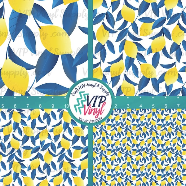 Lemon Pattern HTV Vinyl - Heat Transfer Vinyl or Outdoor Adhesive Vinyl - Citrus Patterned Vinyl 563A