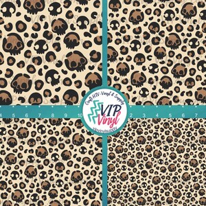 Leopard Skull patterned craft vinyl sheet, heat transfer vinyl or Adhesive Vinyl, Spooky HTV Halloween pattern Vinyl   355A