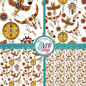 Boho Western patterned craft HTV vinyl sheets, heat transfer vinyl or Adhesive Vinyl, Cowboy pattern, printed vinyl 630A