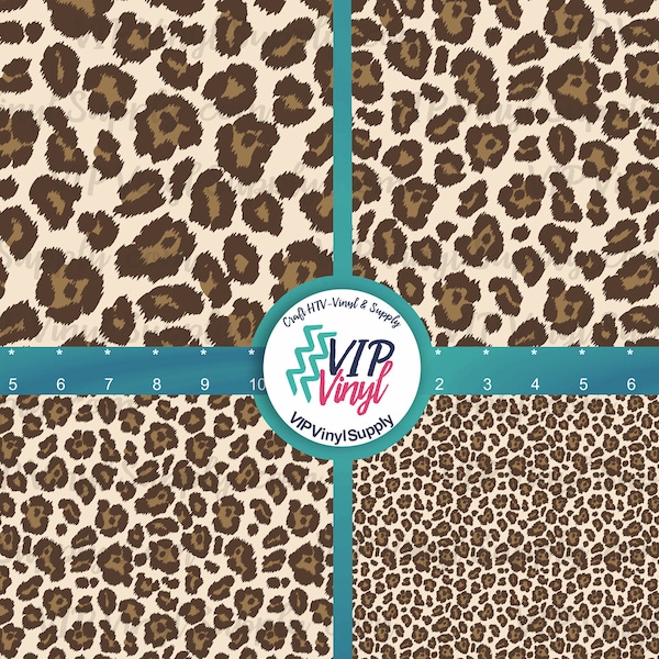 Leopard print HTV Vinyl, Heat Transfer or Outdoor Adhesive Animal Pattern craft vinyl sheets  - Tan & Brown   240g