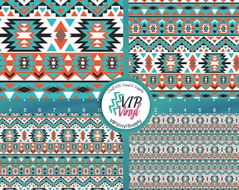 Aztec Pattern Vinyl, Aztec Print Craft Vinyl Sheets, Outdoor Adhesive Vinyl or HTV Heat Transfer Vinyl Sheets      268A