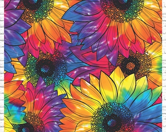Tie dye Sunflower patterned craft vinyl sheet, Adhesive Vinyl, floral tie dye pattern, printed vinyl Sheets  272A