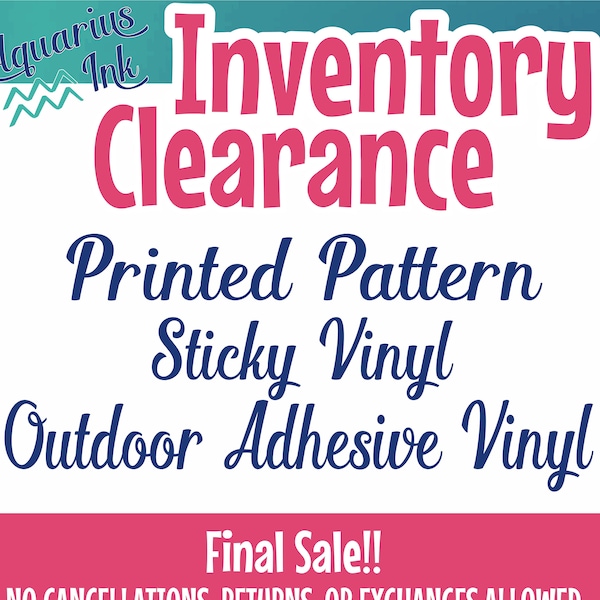 Outdoor Adhesive Vinyl, Printed Patterned Sticky Vinyl Sheets, Mystery Grab Bag, Close Out, INVENTORY CLEARANCE Sale