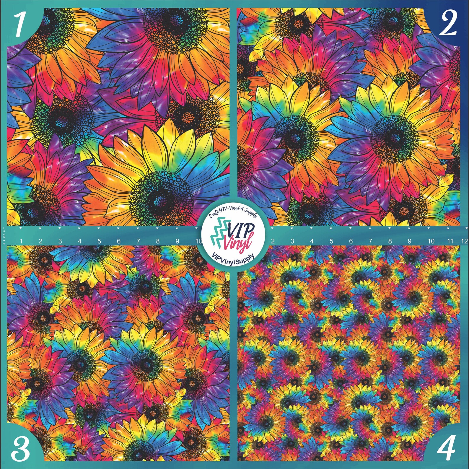 Tie dye Sunflower patterned craft vinyl sheet heat transfer Etsy