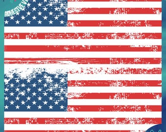 Patriotic Vinyl, 4th of July Distressed American Flag Patterned Vinyl Sheets Red White Blue Vinyl, Printed Vinyl Designs