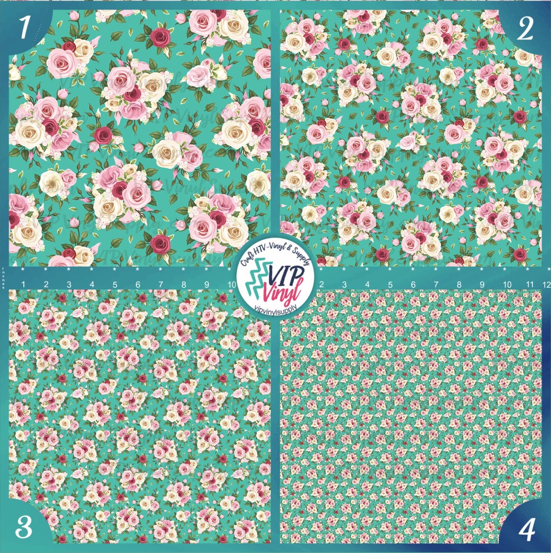 Mint Floral Pattern HTV Vinyl, Patterned Vinyl, Printed Outdoor ...