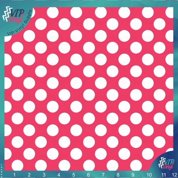White Polka Dots on Pink HTV Vinyl, Heat Transfer Vinyl or Outdoor Adhesive  Vinyl 322A 