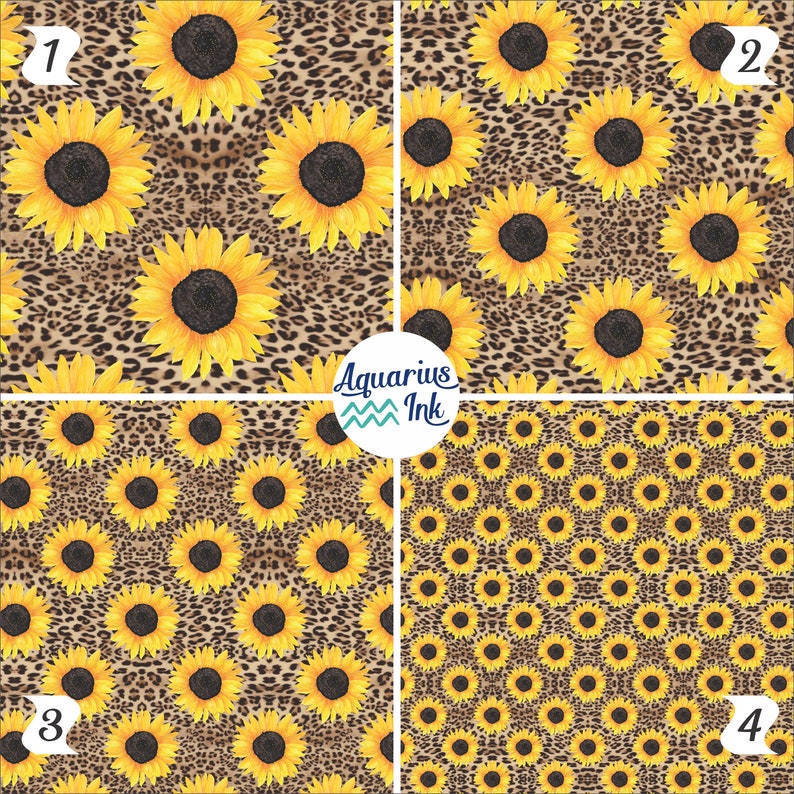 Floral HTV Vinyl Sunflower Pattern on Leopard Print Vinyl Etsy