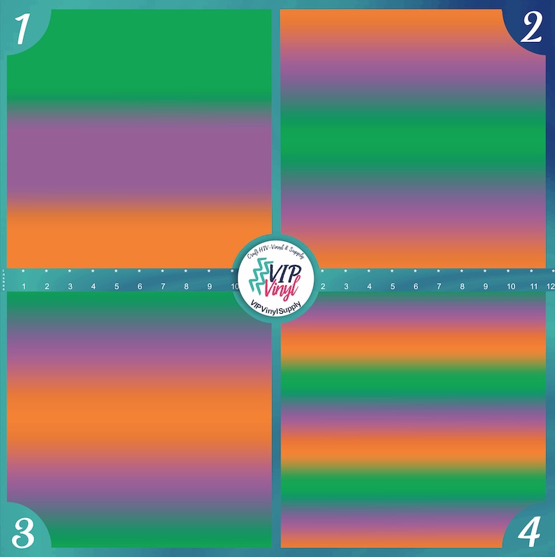 Heat Transfer Vinyl or Outdoor Adhesive Vinyl 219G Green Purple Orange Fade pattern Vinyl Halloween Ombre HTV Vinyl