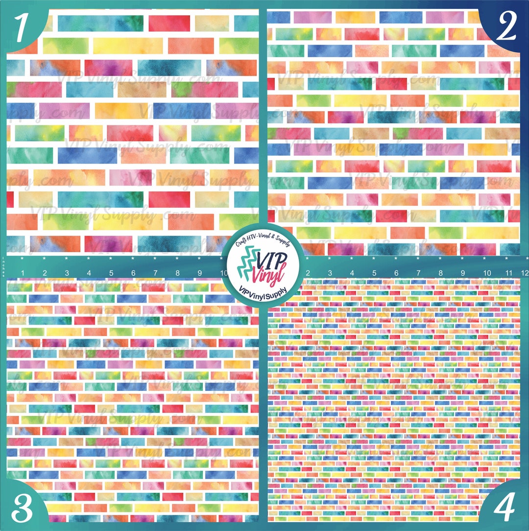 Heat Transfer Vinyl Sheets, Rainbow Watercolor Bricks Printed HTV Vinyl ...
