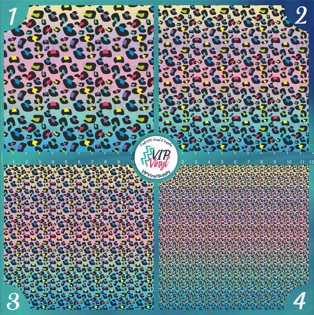 Leopard Color Htv Rainbow Ombre Leopard HTV Vinyl , Heat Transfer Vinyl or Outdoor ...