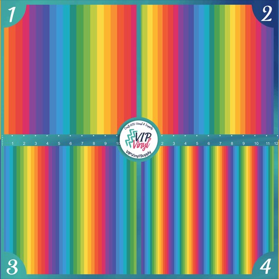 Rainbow stripe craft vinyl sheet - HTV - Adhesive Vinyl - large stripe