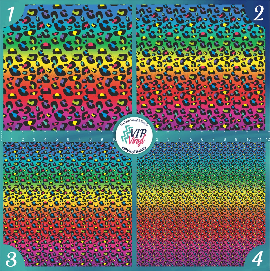 Leopard Color Htv Rainbow Leopard Patterned HTV Vinyl Sheets, Printed Oracal Outdoor ...