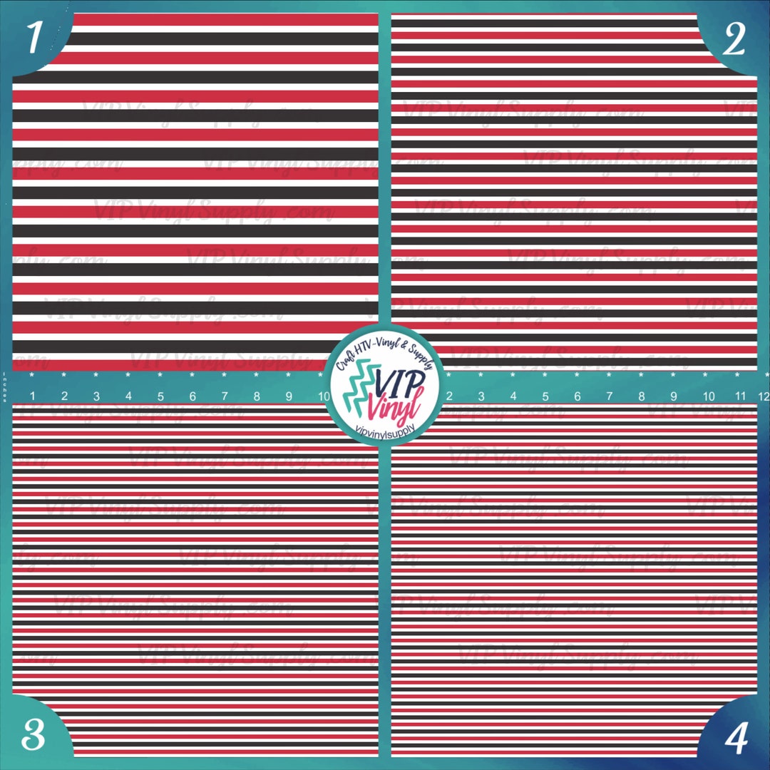 Striped HTV Vinyl Red Black and White Patterned Vinyl Sheets Etsy