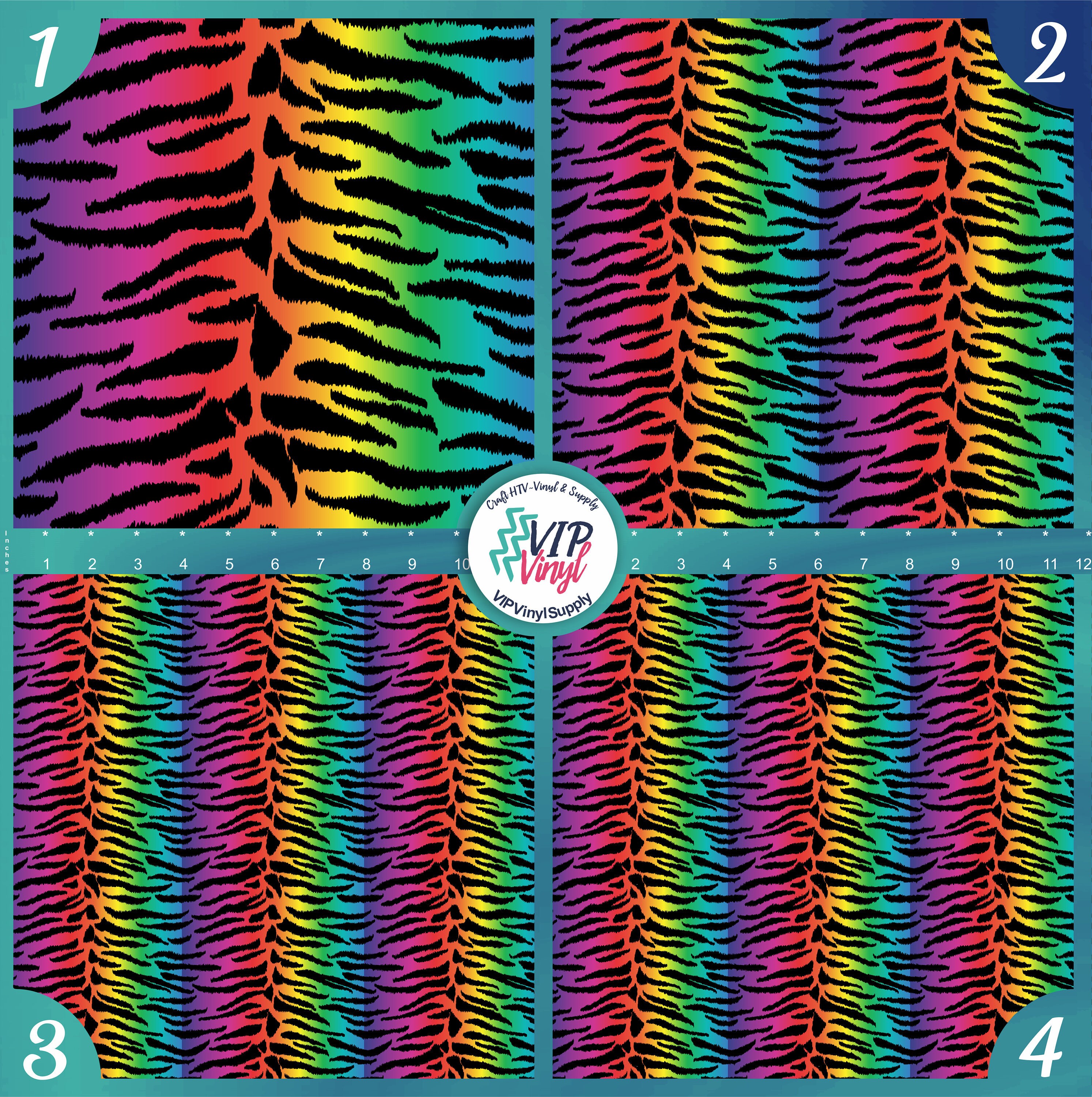 Rainbow Tiger print Vinyl HTV or Adhesive Animal Pattern Etsy
