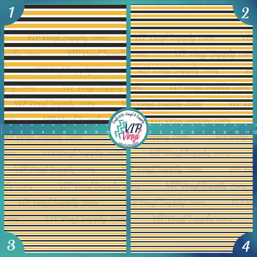 Striped HTV Vinyl, Black Gold and White Pattern Vinyl Sheets, Stripe