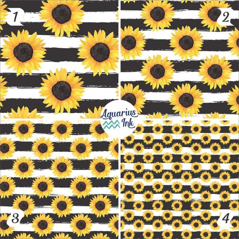 Sunflower Striped HTV Vinyl Black and White Patterned Vinyl Etsy