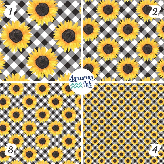 Sunflower HTV Vinyl, Black and White Plaid Pattern Vinyl Sheet