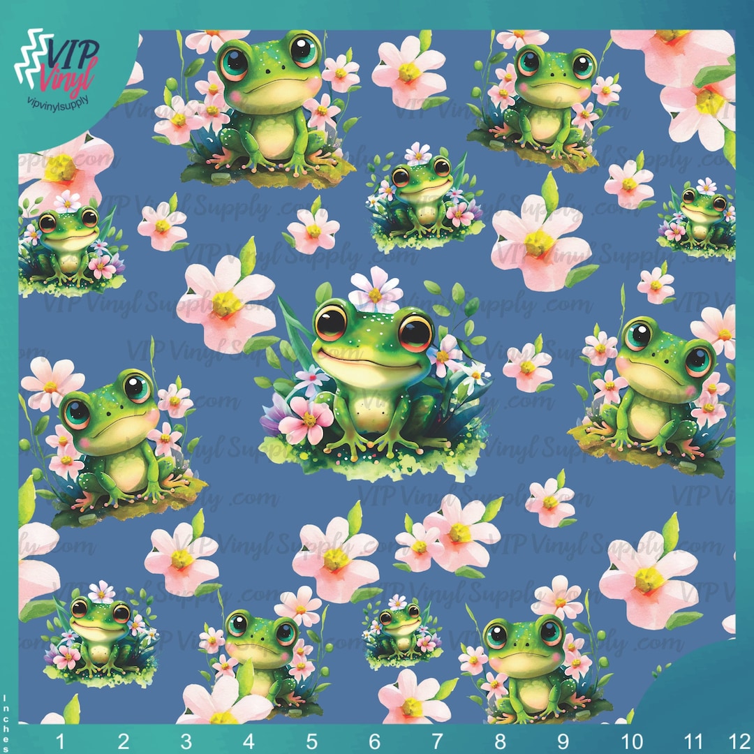 Frog Patterned Craft Vinyl Sheet, Heat Transfer Vinyl, Adhesive Vinyl