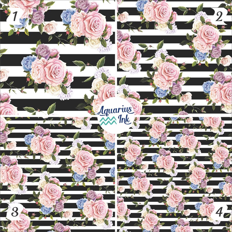 floral htv vinyl rose flower pattern on black striped vinyl etsy
