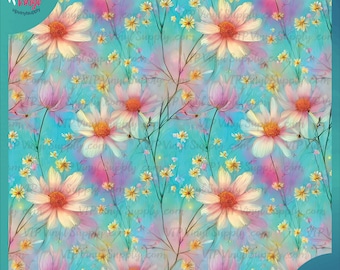 Floral Pattern HTV Vinyl, Floral printed Vinyl Sheet, Daisy Vinyl Prints, Heat Transfer Vinyl or Adhesive Vinyl   893A