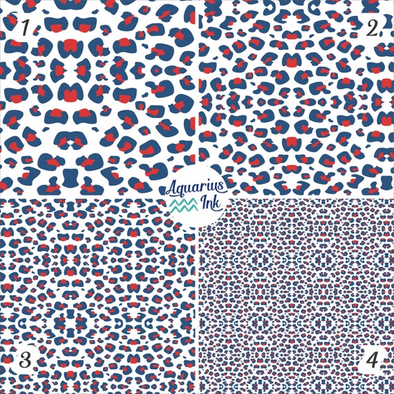 Red White & Blue Leopard Print Vinyl , HTV or Adhesive Animal