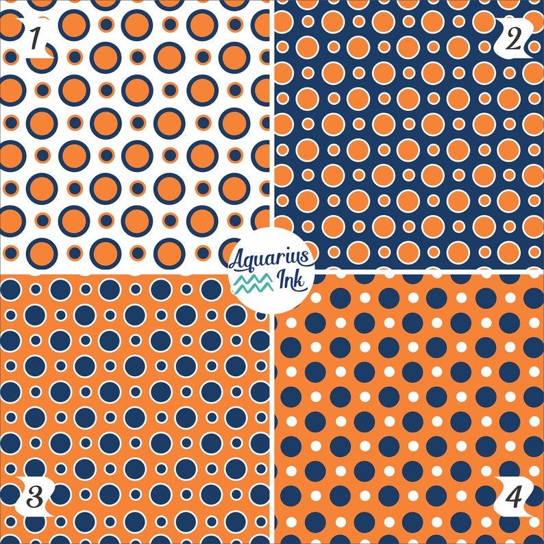 Polka Dot Htv Vinyl Navy Blue Orange Pattern Vinyl Sheets Etsy