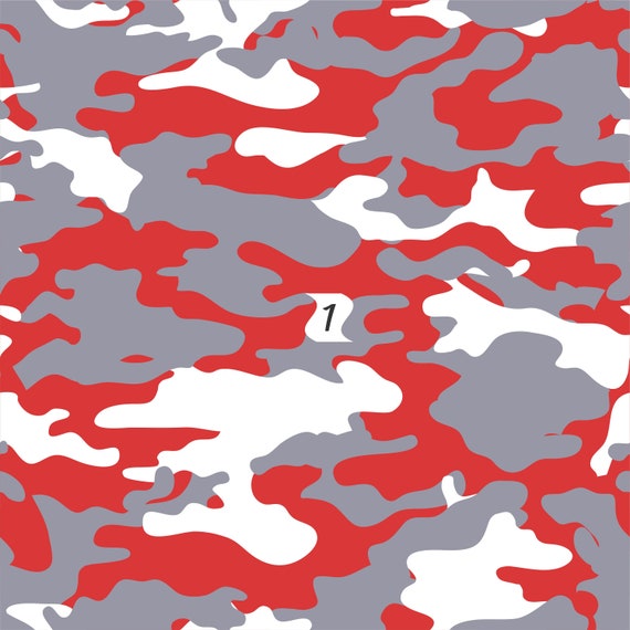 Camo HTV Vinyl Sheets Camo Printed Heat Transfer Vinyl Sheets or Oracal  Outdoor Vinyl Sheet HTV Vinyl Patterned Vinyl Red White Grey 164C 