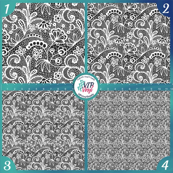 Lace Heat Transfer Vinyl, Pattern HTV Vinyl or Adhesive Vinyl, Printed Vinyl  Sheets, Tshirt Iron on Vinyl, White Lace HTV 287B 