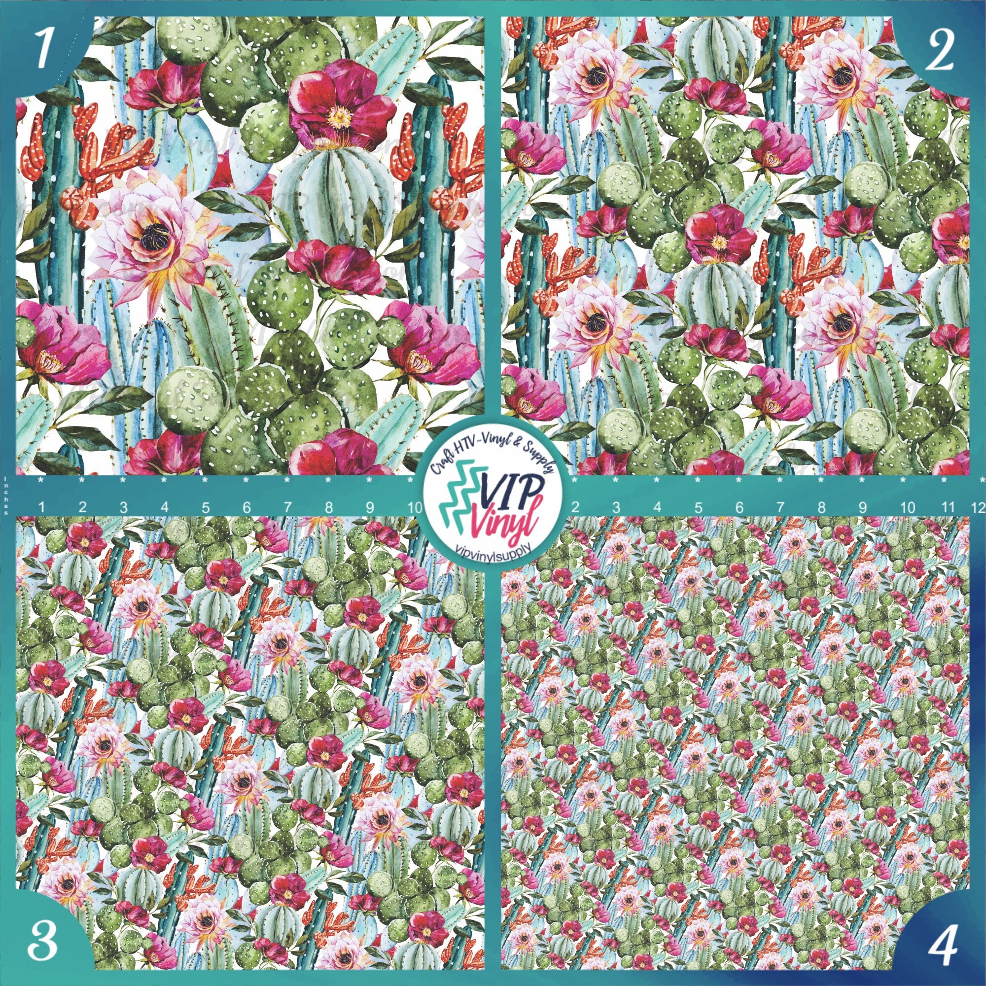 Boho Floral Patterned Craft Vinyl Sheet, Heat Transfer Vinyl