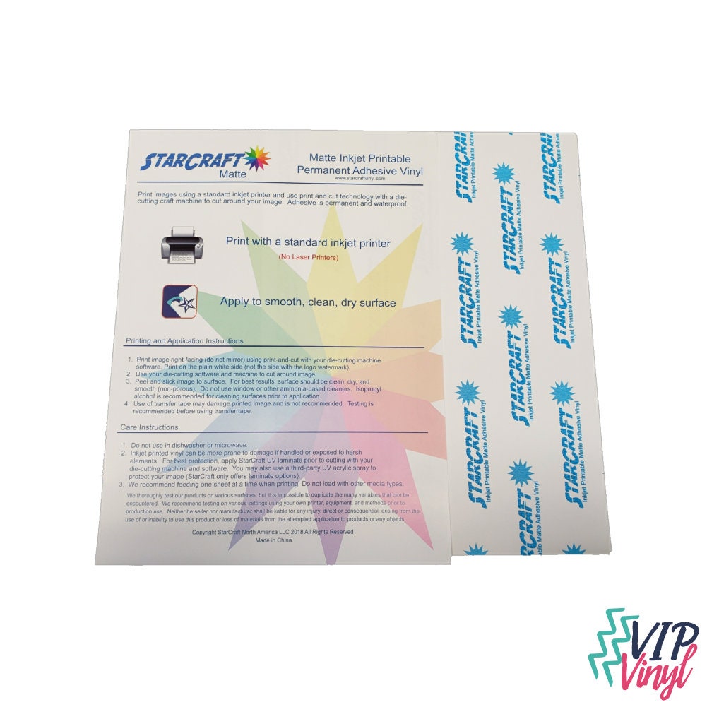 Starcraft Inkjet Printable Matte Permanent Adhesive Vinyl 10 - Etsy
