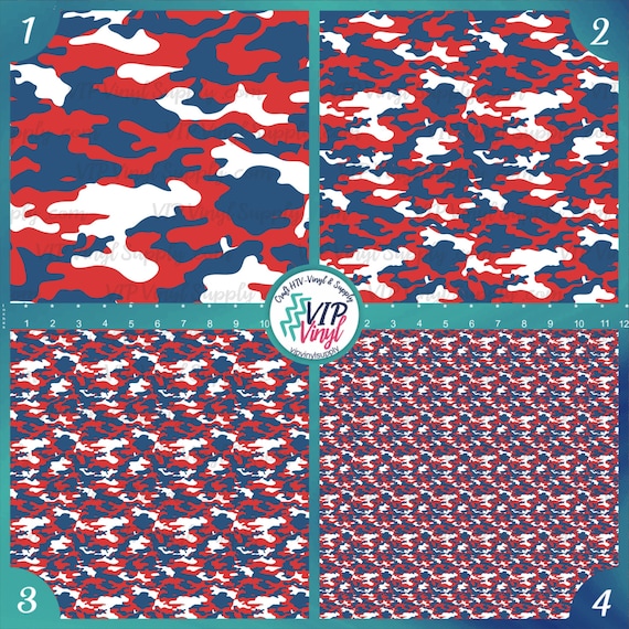 Red White Blue Camouflage HTV Vinyl Camo Printed Heat Transfer Vinyl Sheets  or Oracal Outdoor Vinyl Sheet HTV Vinyl Patterned Vinyl 164A 
