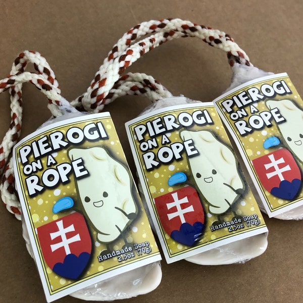 PIEROGI |  Soap on a Rope | 3 bars | Stocking Stuffer | Polish gift Pittsburgh gift