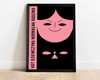 Poster art: Kot Dziewczyna / 50x70 cm / 30x40 cm / original illustration / Girl Cat