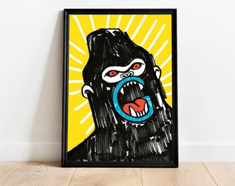 Wall art: Gorilla / 50x70 cm / 30x40 cm / original illustration / gorilla print / polish poster