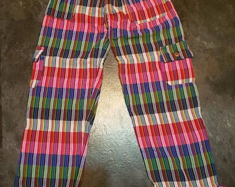 rainbow plaid pants
