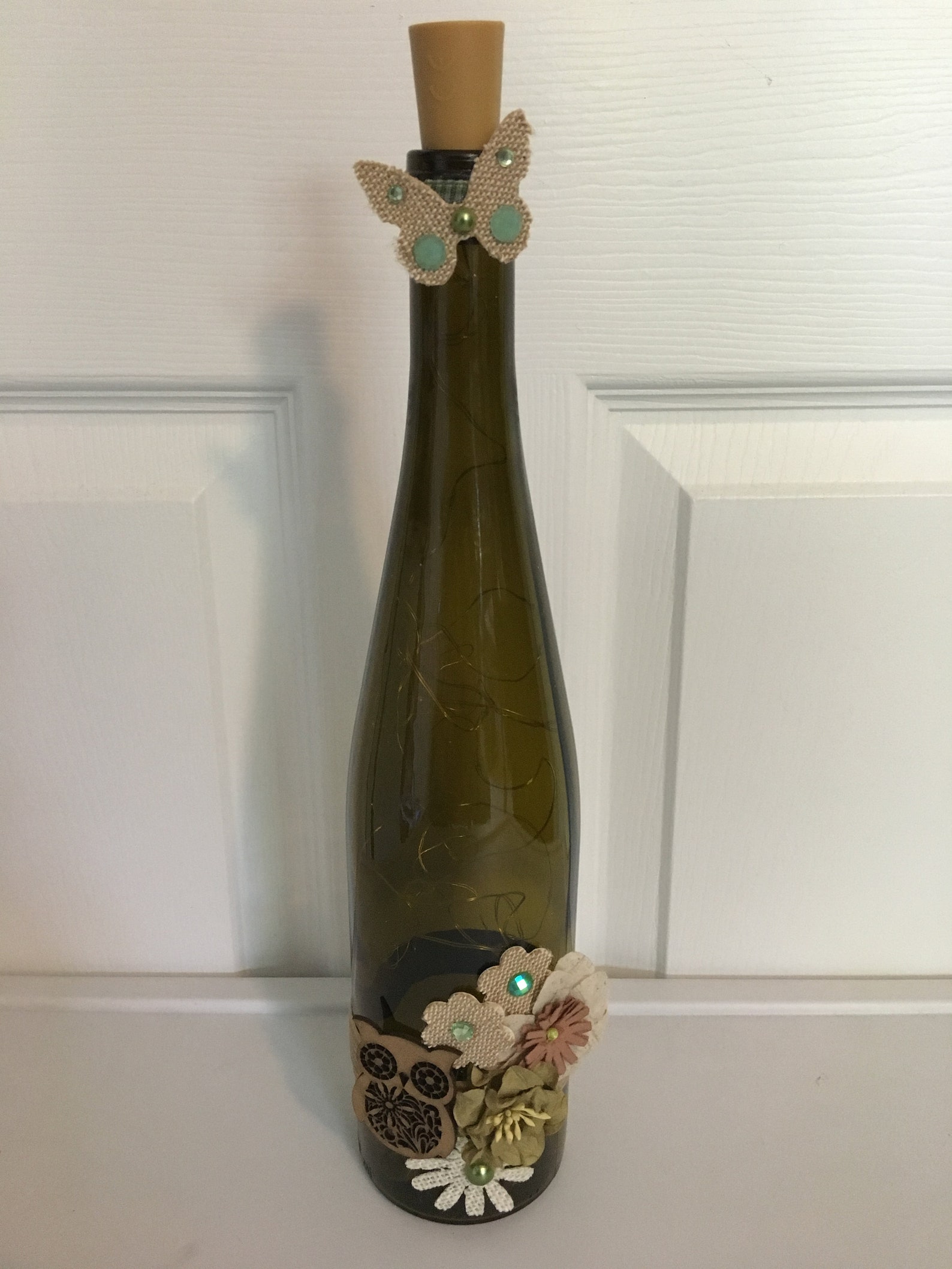 Lighted owl wine bottle Etsy