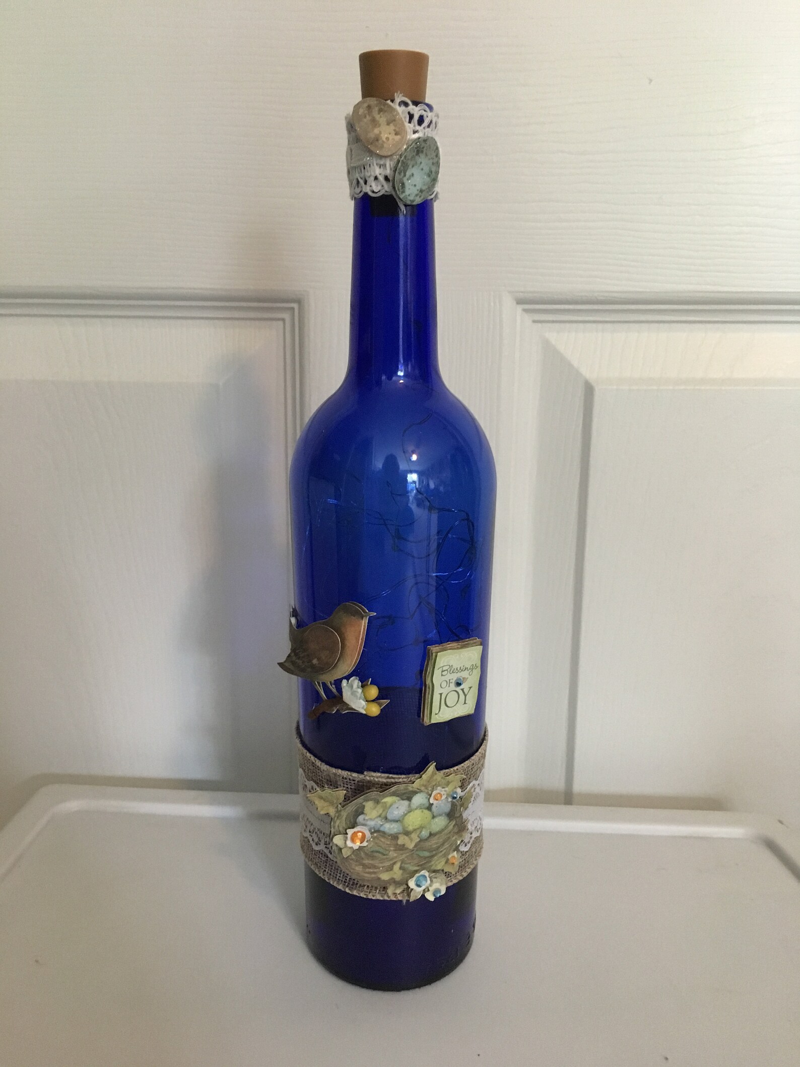 Lighted Blue Bird Bottle Etsy