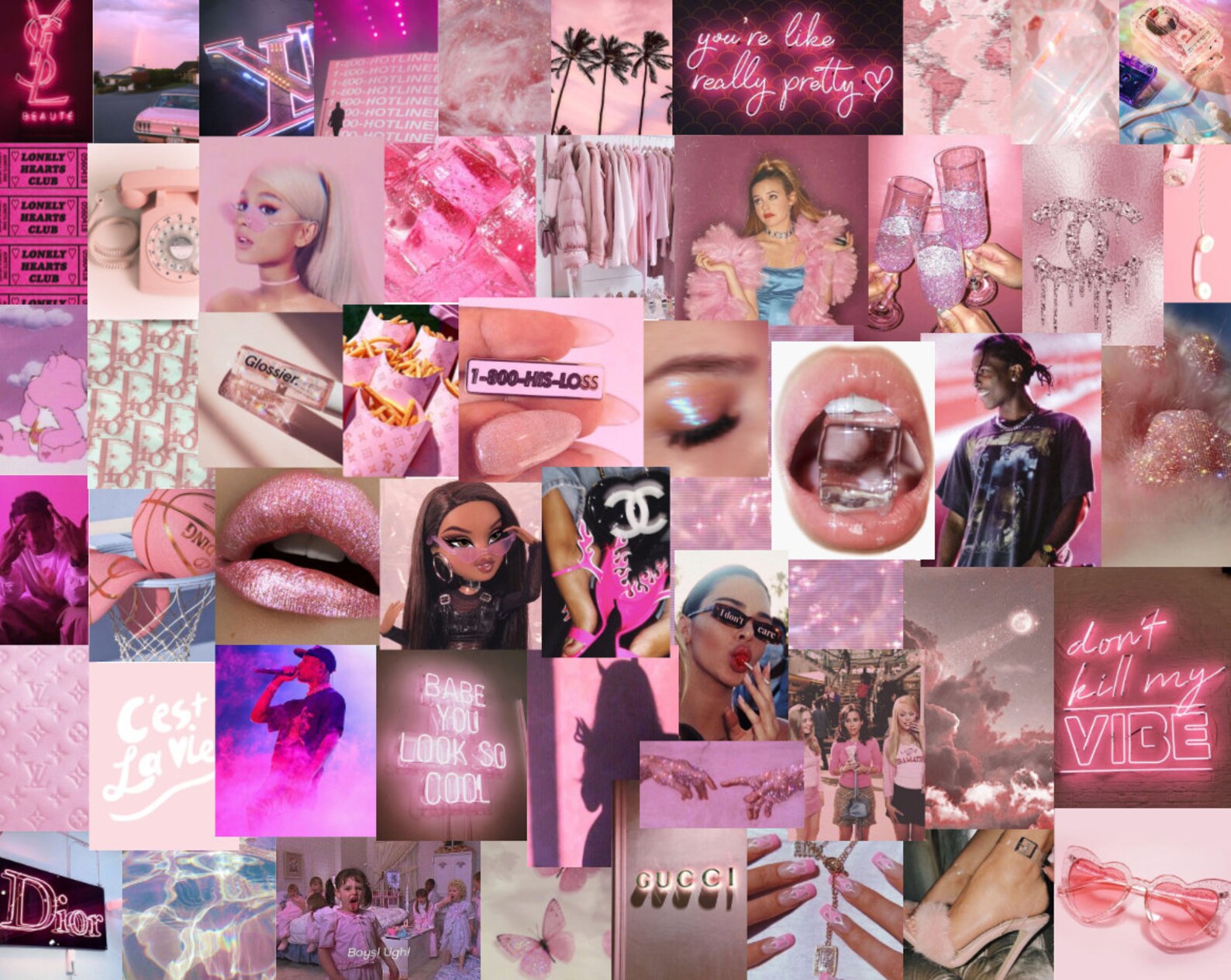 Soft pink girly photo wall collage kit 100 pieces Etsy