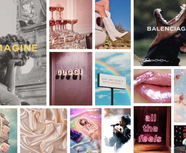 City nights rainbow aesthetic photo wall collage kit 100 Etsy