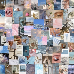 clean pink and blue photo wall collage kit - 100 pieces DIGITAL DOWNLOAD