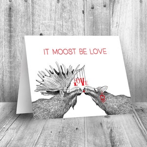 afdrukbare Valentijnsdagkaart, jubileum digitale download, instant ik hou van je, trouwkaart, grappige eland, dierenkaart, leuke Valentijnsdag kunst