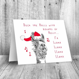 afdrukbare kerstkaart, grappige kerstlamakaarten, digitale download, instant kerstkaart, leuke dierenillustratie, humoristische kaartkunst
