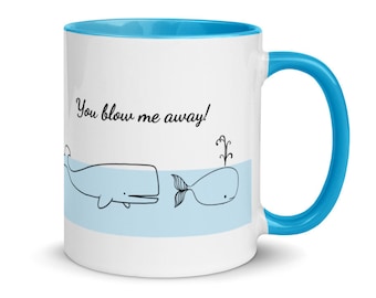 Whale coffee or tea mug gift, cute adorable ocean animals, for birthday, anniversary, graduation, retirement, valentines day gifts and more