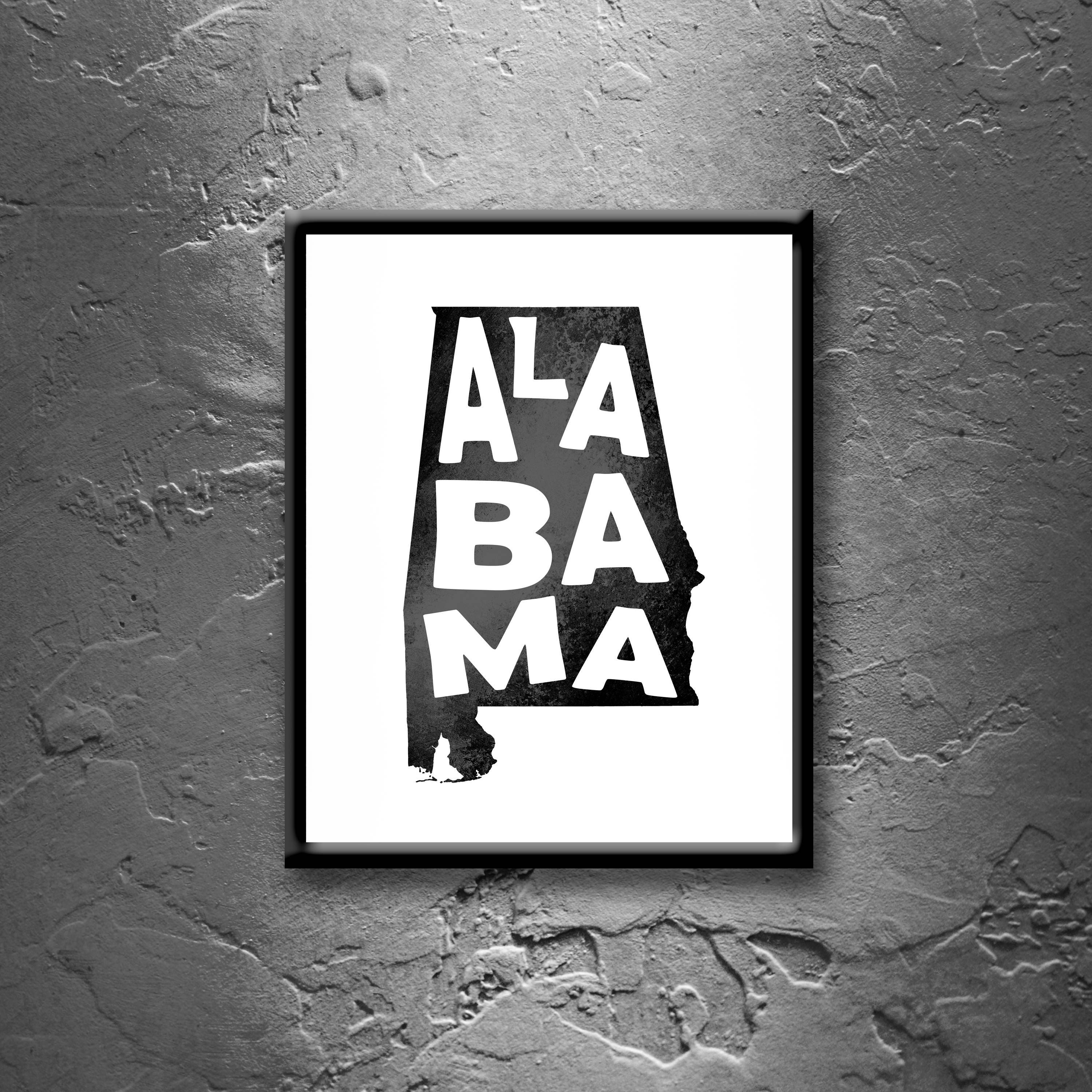 Printable Alabama Art State Art Print Instant Download Etsy