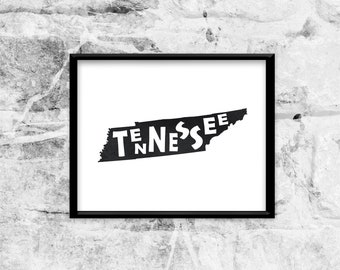 Printable Tennesee wall art, state print, USA state map, Tennessee 22x28 poster design, black grunge map, art print instant digital download