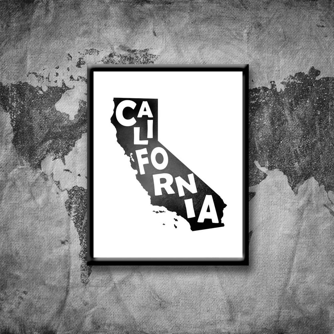 California State Map Art Print Instant Download Printable Etsy
