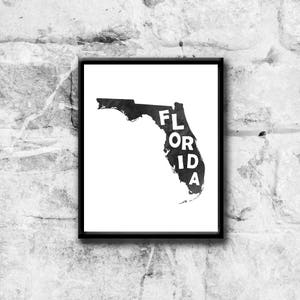 Printable Florida Map digitale download, muur kunst, instant download, print muur kunst, 8x10, 11x14, 18x24 en meer maten, Florida typografie